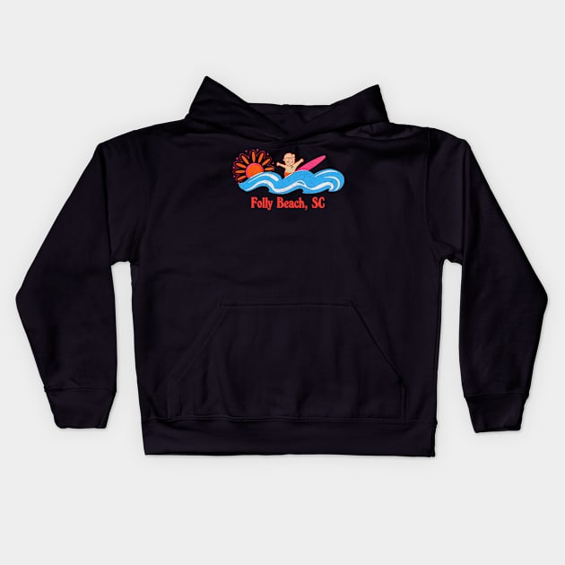 Folly Beach, SC Kids Hoodie by CultOfRomance